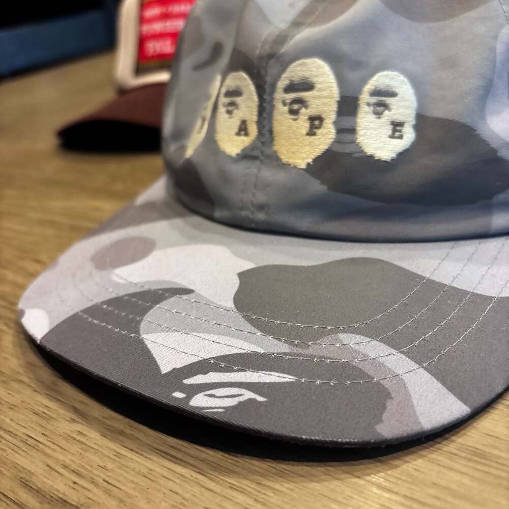 A Bathing Ape Color Camo Ape Head Embroidered Panel Cap Grey